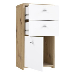 Komoda Mała 2S1D Best Chest SQNK211-C804 Biały/Dąb Artisan Meble Forte