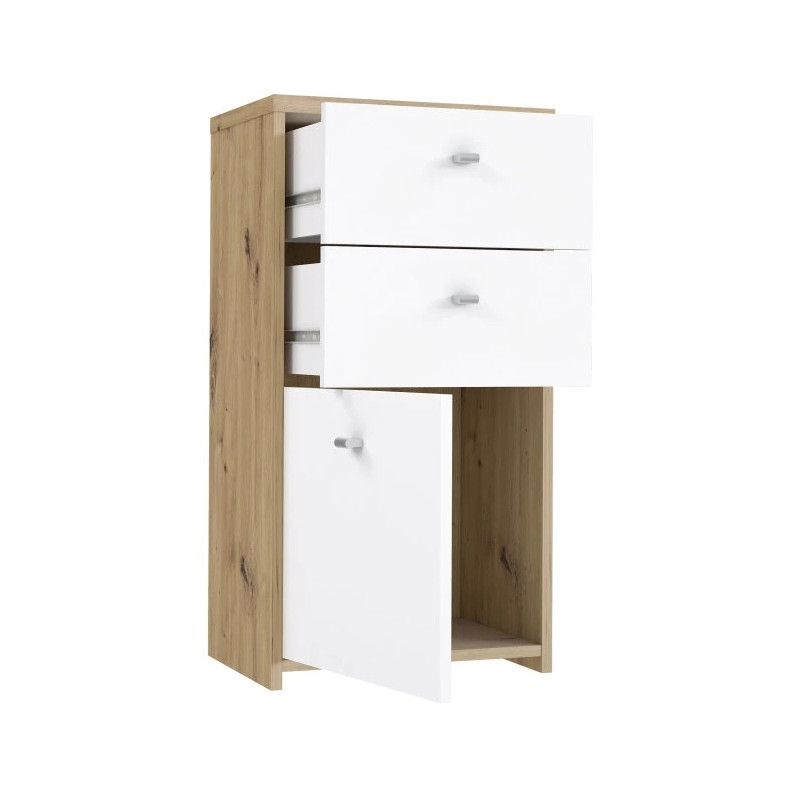 Komoda Mała 2S1D Best Chest SQNK211-C804 Biały/Dąb Artisan Meble Forte