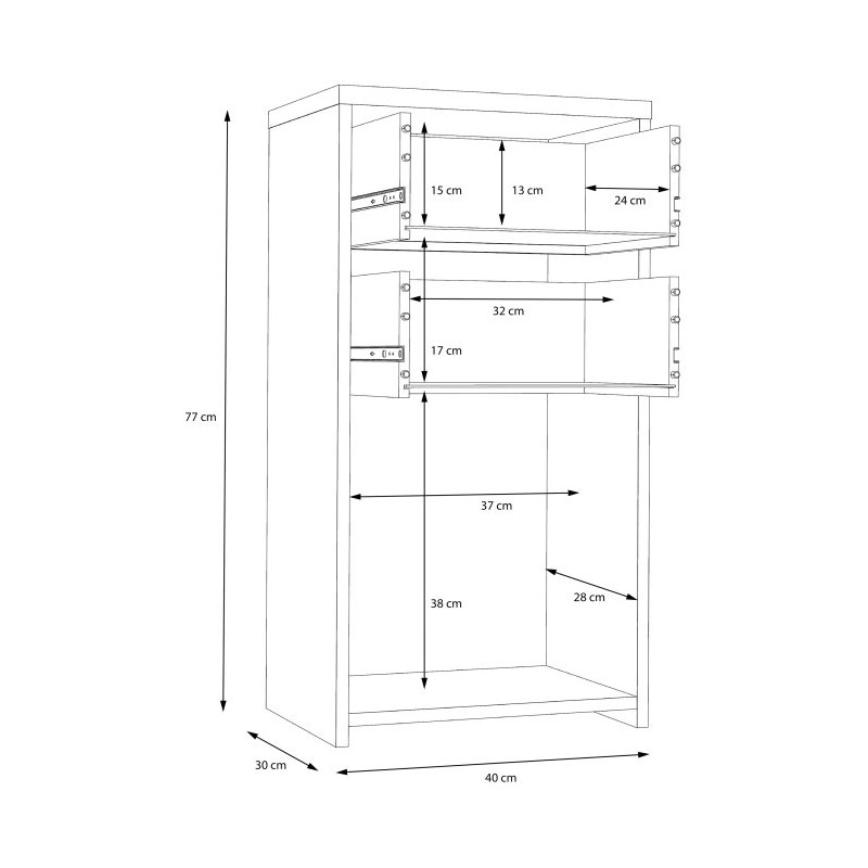Komoda Mała 2S1D Best Chest SQNK211-C804 Biały/Dąb Artisan Meble Forte