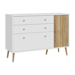 Komoda z szufladami 120 cm Harllson | biały/dąb mauvella