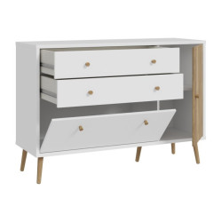 Komoda z szufladami 120 cm Harllson | biały/dąb mauvella