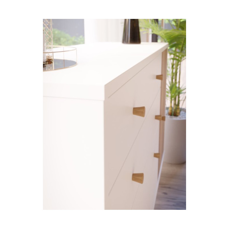 Komoda z szufladami 120 cm Harllson | biały/dąb mauvella