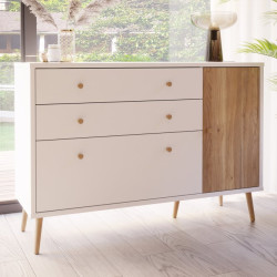Komoda z szufladami 120 cm Harllson | biały/dąb mauvella