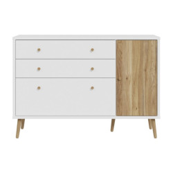 Komoda z szufladami 120 cm Harllson | biały/dąb mauvella
