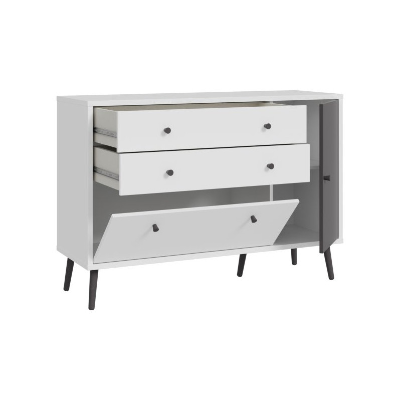 Komoda z szufladami 120 cm Harllson | biały/uni wolfram szary