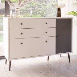 Komoda z szufladami 120 cm Harllson | biały/uni wolfram szary