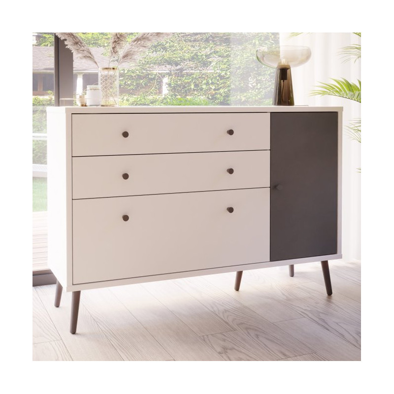 Komoda z szufladami 120 cm Harllson | biały/uni wolfram szary