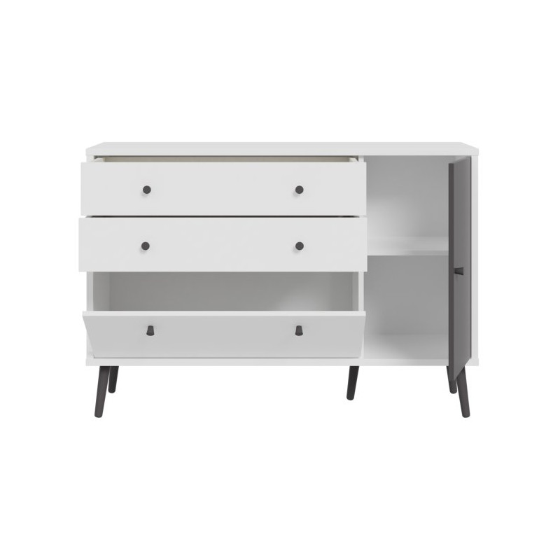 Komoda z szufladami 120 cm Harllson | biały/uni wolfram szary