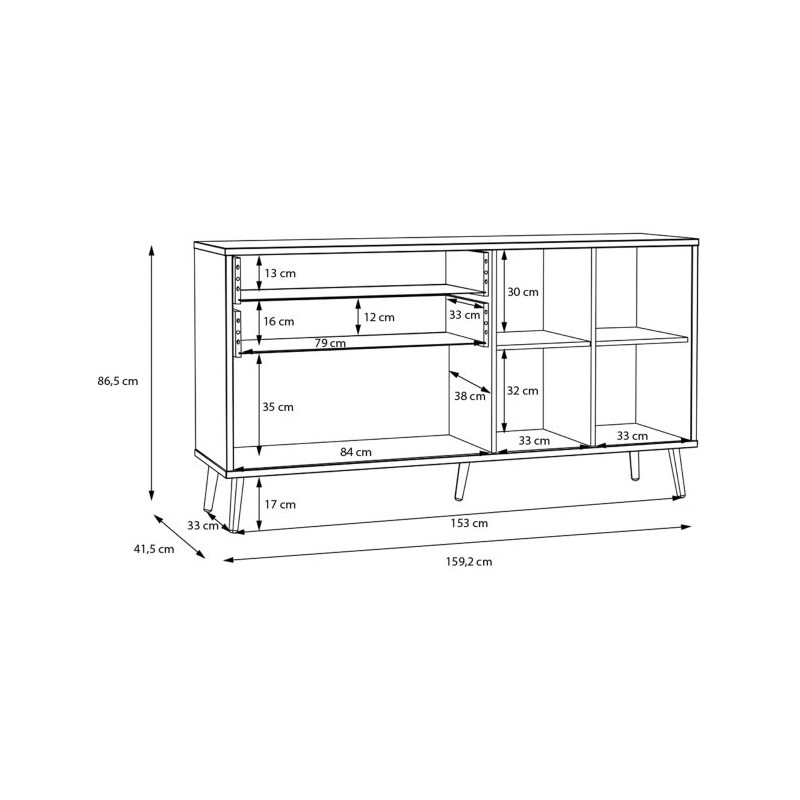 Komoda z szufladami 120 cm Harllson HLTK221REC dąb mauvella/biały