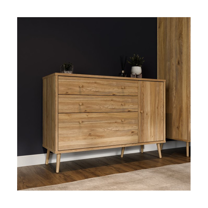 Komoda z szufladami 120 cm Harllson | dąb mauvella