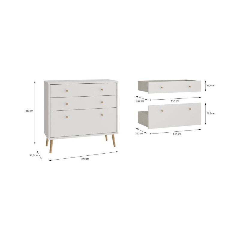 Mała komoda 90 cm Harllson HLTK211EC biały