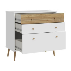 Mała komoda 90 cm Harllson HLTK211EC biały/dąb mauvella