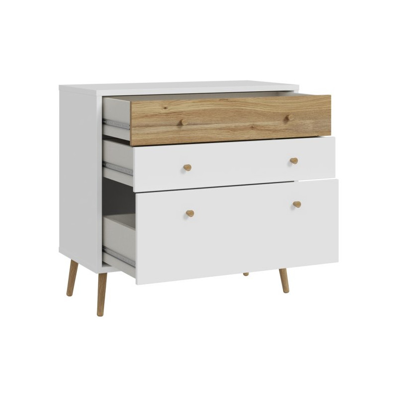 Mała komoda 90 cm Harllson HLTK211EC biały/dąb mauvella