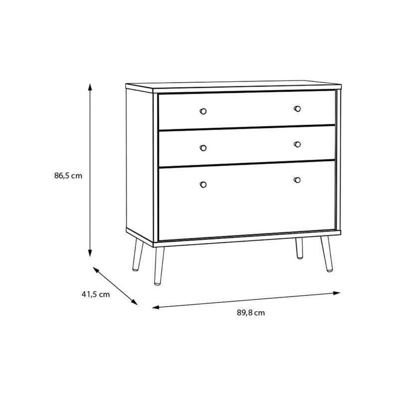 Mała komoda 90 cm Harllson HLTK211EC biały/dąb mauvella