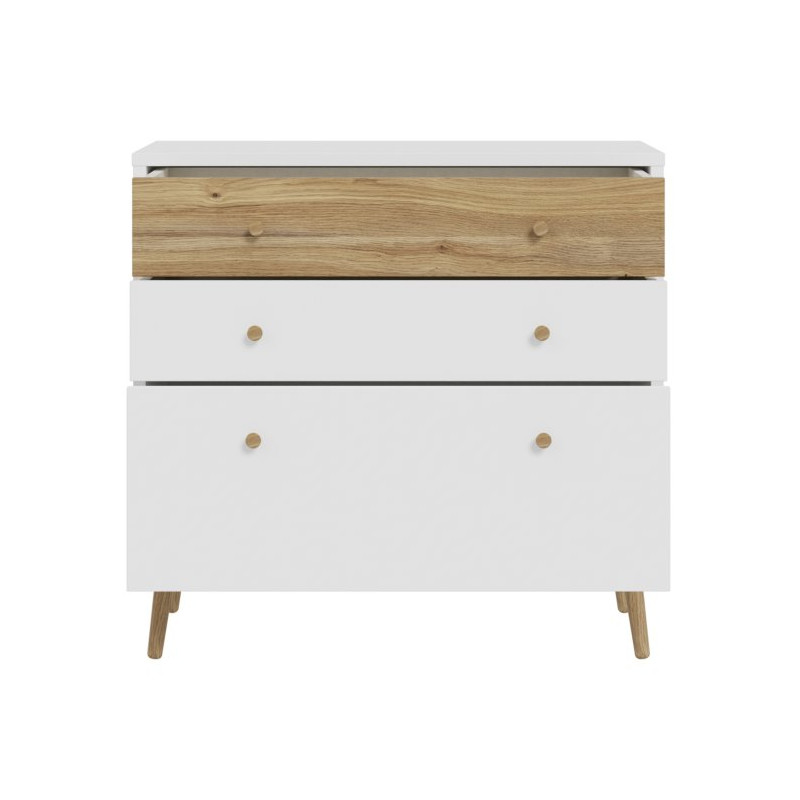 Mała komoda 90 cm Harllson HLTK211EC biały/dąb mauvella