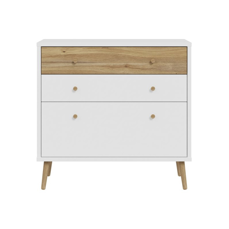 Mała komoda 90 cm Harllson HLTK211EC biały/dąb mauvella
