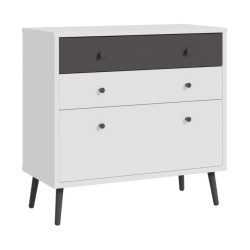 Mała komoda 90 cm Harllson na nóżkach | kolor biały/uni wolfram szary