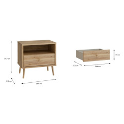 Szafka nocna 60 cm Harllson na nóżkach | kolor dąb mauvella