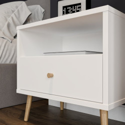 Szafka nocna 60 cm Harllson na nóżkach | kolor biały