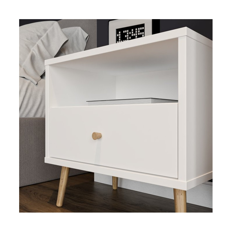 Szafka nocna 60 cm Harllson na nóżkach | kolor biały