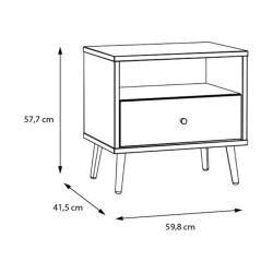 Szafka nocna 60 cm Harllson na nóżkach | kolor szałwiowy/dąb mauvella