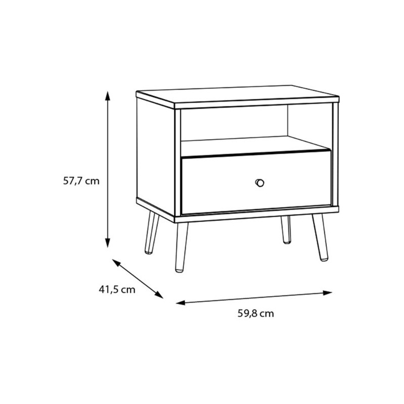 Szafka nocna 60 cm Harllson na nóżkach | kolor biały/uni wolfram szary