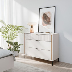 Komoda z szufladami Seravel SVLK211 | piaskowy/dąb mauvella