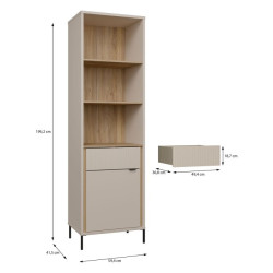 Regał z szafką 60 cm Seravel – idealny do małych wnętrz