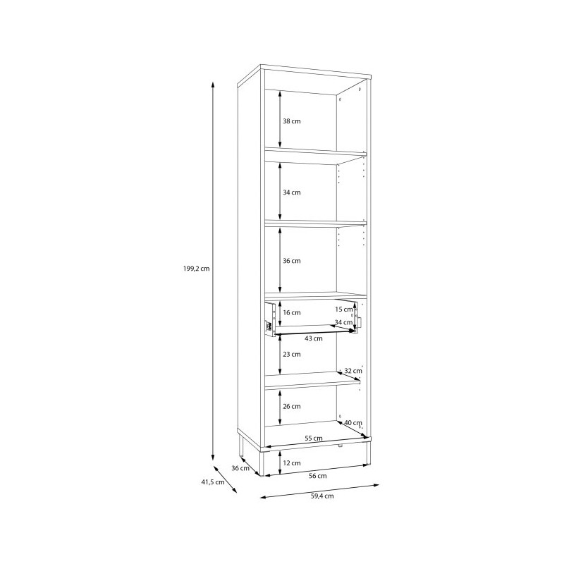 Regał z szafką 60 cm Seravel – idealny do małych wnętrz