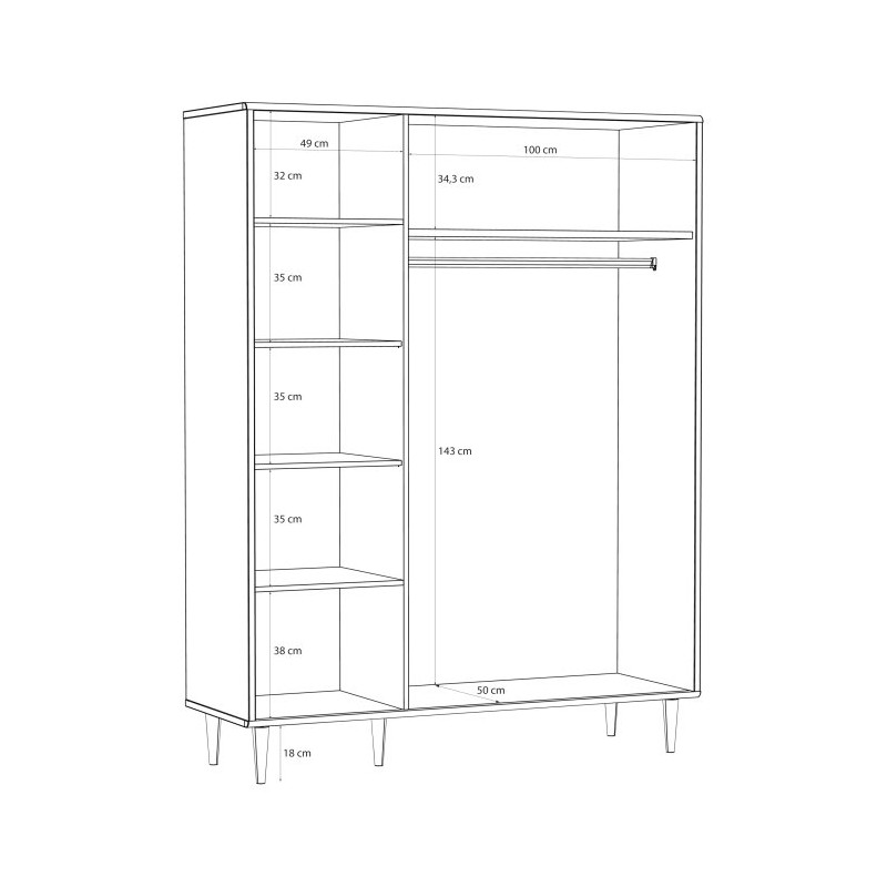 Szafa na ubrania 150 cm Sherbrooke do sypialni | kolor piaskowy
