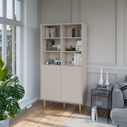 Regał z szafką 95 cm Sherbrooke do małych wnętrz | piaskowy
