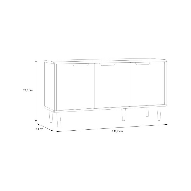 Niska komoda 140 cm Sherbrooke | dąb mauvella