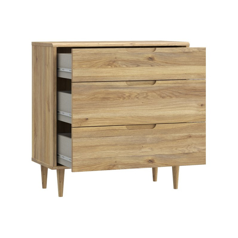 Mała komoda z szufladami 90 cm Sherbrooke | dąb mauvella