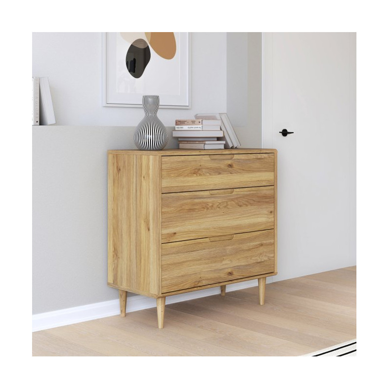 Mała komoda z szufladami 90 cm Sherbrooke | dąb mauvella