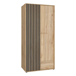 Dwudrzwiowa szafa ubraniowa 93 cm Arank | dąb mauvella/czarny