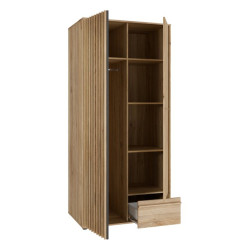 Dwudrzwiowa szafa ubraniowa 93 cm Arank | dąb mauvella/czarny