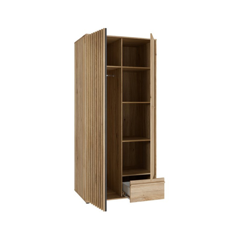 Dwudrzwiowa szafa ubraniowa 93 cm Arank | dąb mauvella/czarny