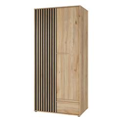 Dwudrzwiowa szafa ubraniowa 93 cm Arank | dąb mauvella/czarny