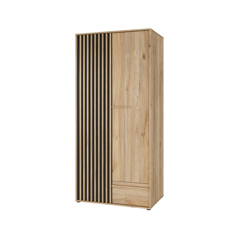 Dwudrzwiowa szafa ubraniowa 93 cm Arank | dąb mauvella/czarny