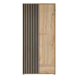 Dwudrzwiowa szafa ubraniowa 93 cm Arank | dąb mauvella/czarny