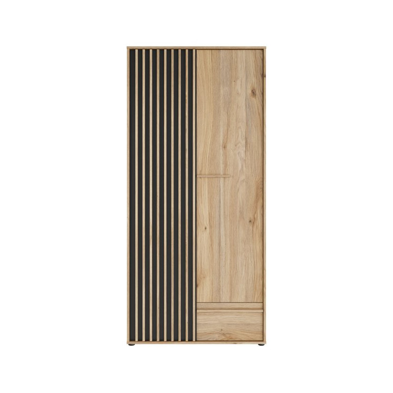 Dwudrzwiowa szafa ubraniowa 93 cm Arank | dąb mauvella/czarny