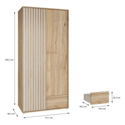 Dwudrzwiowa szafa ubraniowa 93 cm Arank | dąb mauvella