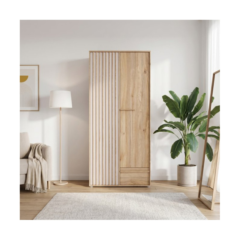 Dwudrzwiowa szafa ubraniowa 93 cm Arank | dąb mauvella