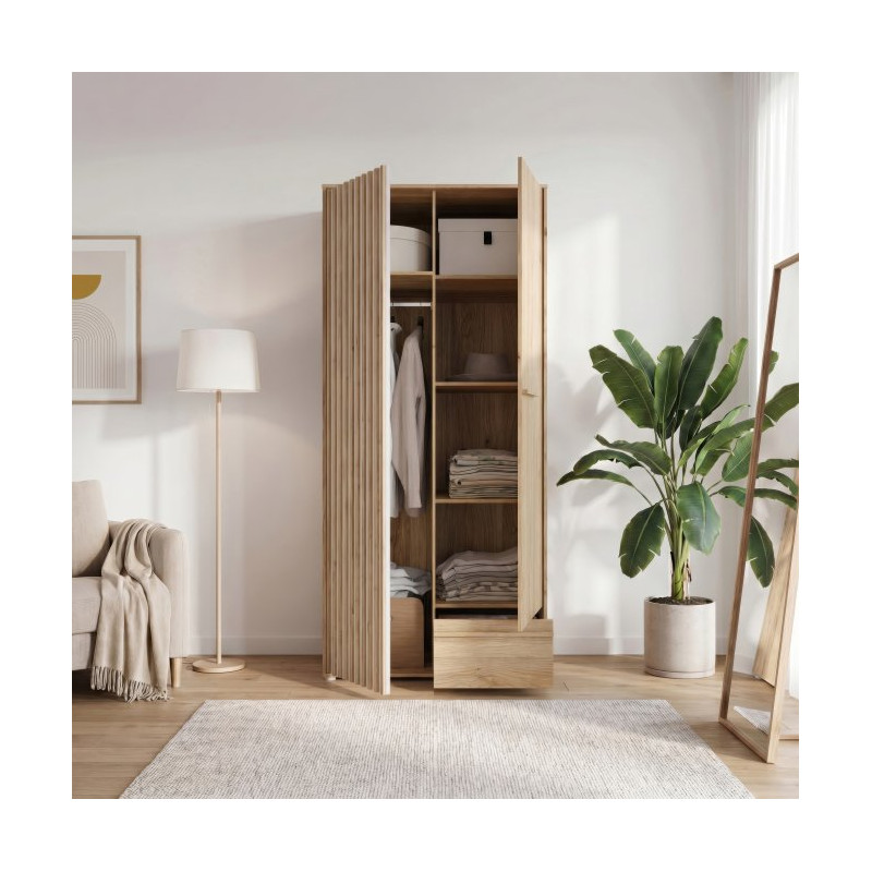 Dwudrzwiowa szafa ubraniowa 93 cm Arank | dąb mauvella