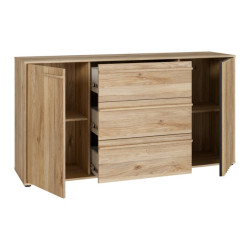 Komoda z szufladami 160 cm Arank | dąb mauvella/czarny