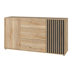 Komoda z szufladami 160 cm Arank | dąb mauvella/czarny