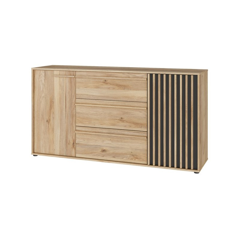 Komoda z szufladami 160 cm Arank | dąb mauvella/czarny
