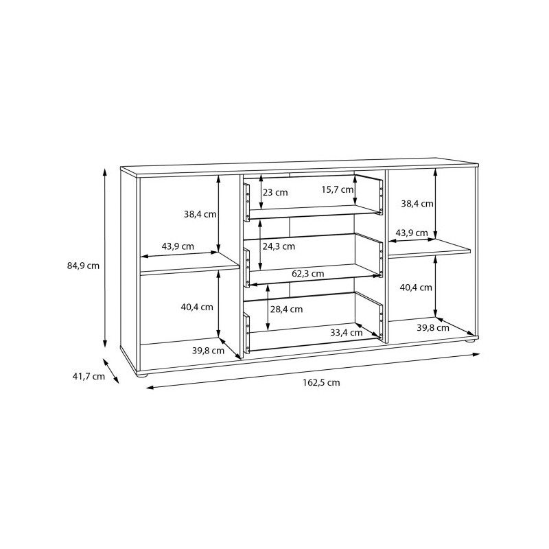 Komoda z szufladami 160 cm Arank | dąb mauvella/czarny