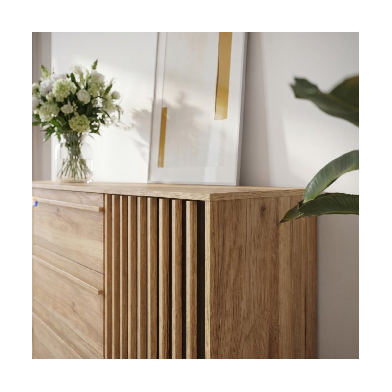 Komoda z szufladami 160 cm Arank | dąb mauvella/czarny