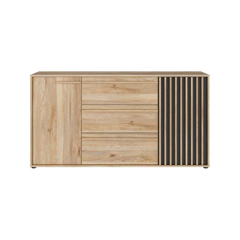 Komoda z szufladami 160 cm Arank | dąb mauvella/czarny